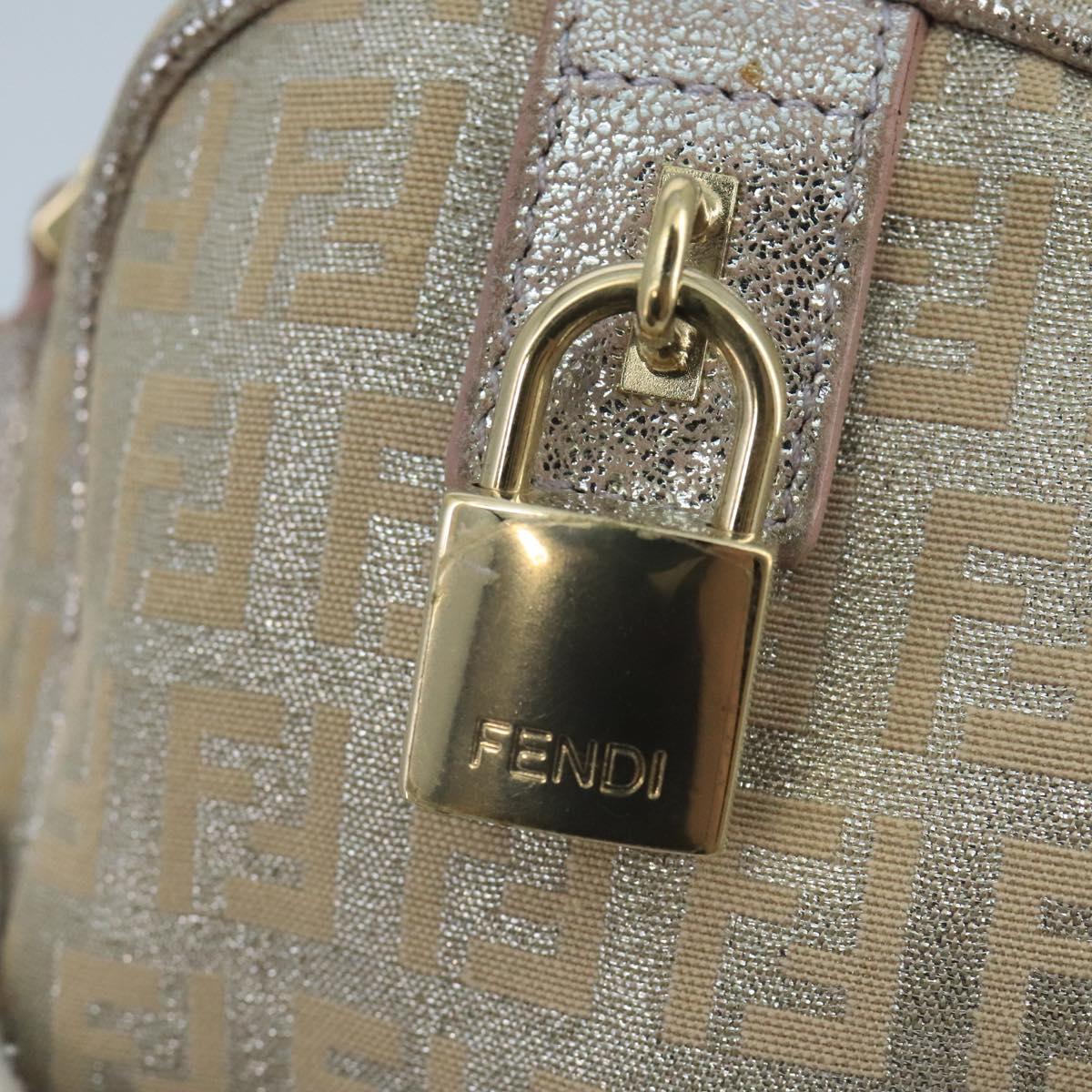 FENDI Zucchino Canvas Hand Bag Silver 105253