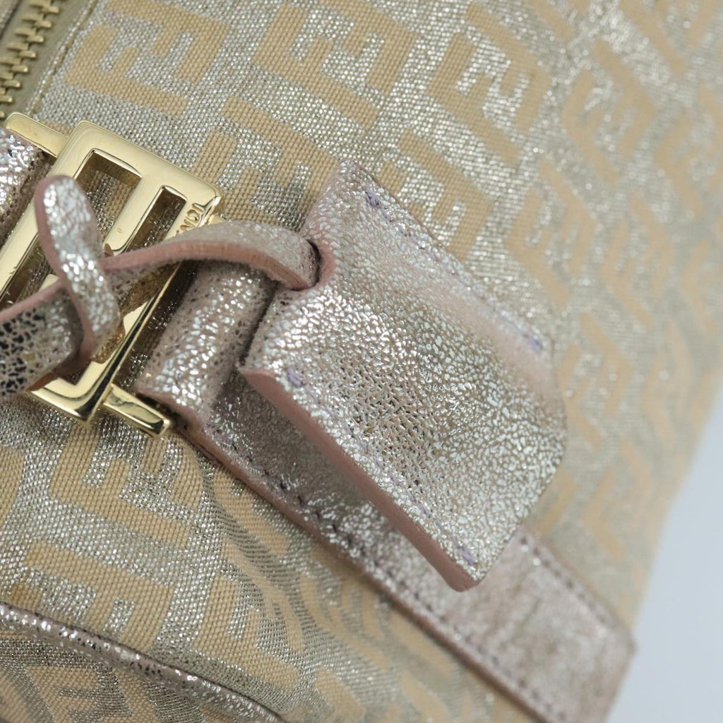 FENDI Zucchino Canvas Hand Bag Silver 105253