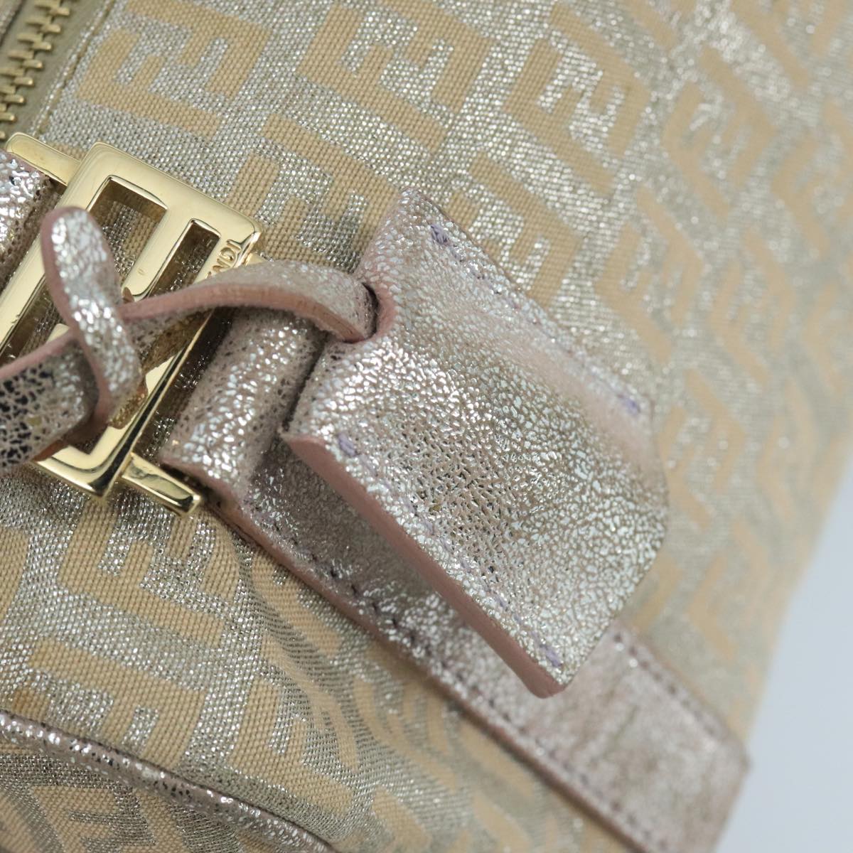 FENDI Zucchino Canvas Hand Bag Silver 105253