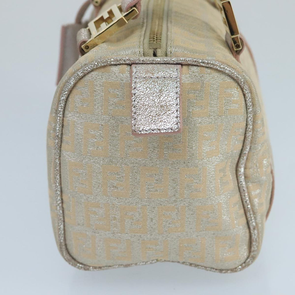 FENDI Zucchino Canvas Hand Bag Silver 105253
