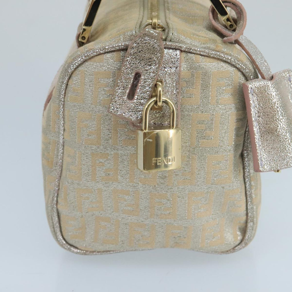 FENDI Zucchino Canvas Hand Bag Silver 105253