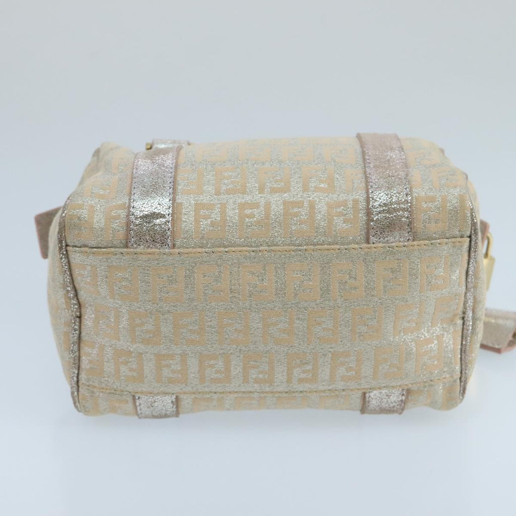 FENDI Zucchino Canvas Hand Bag Silver 105253