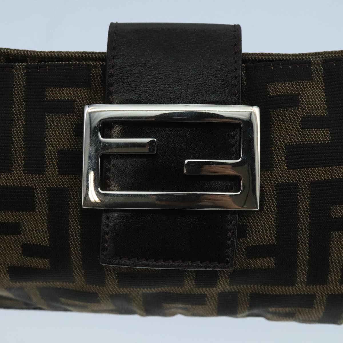 FENDI Zucca Canvas Mamma Shoulder Bag Brown Black Gold 105316