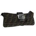 FENDI Zucca Canvas Mamma Shoulder Bag Brown Black Gold 105316
