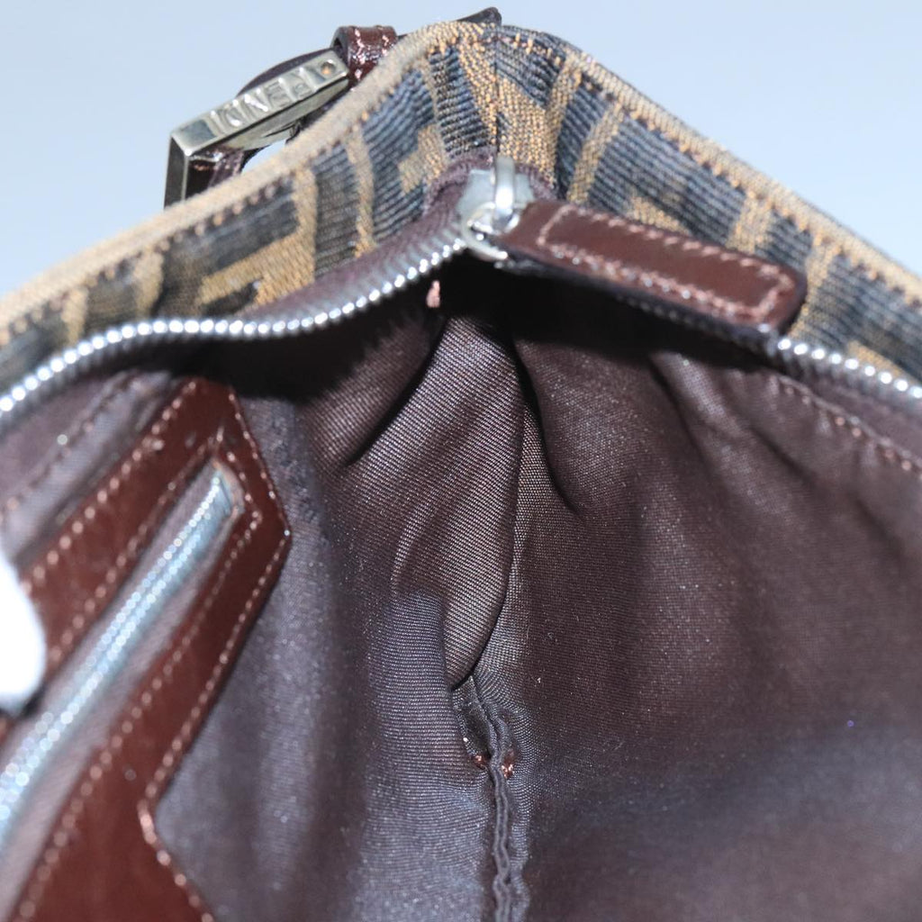 FENDI Zucca Canvas Mamma Shoulder Bag Brown Black Gold 105316