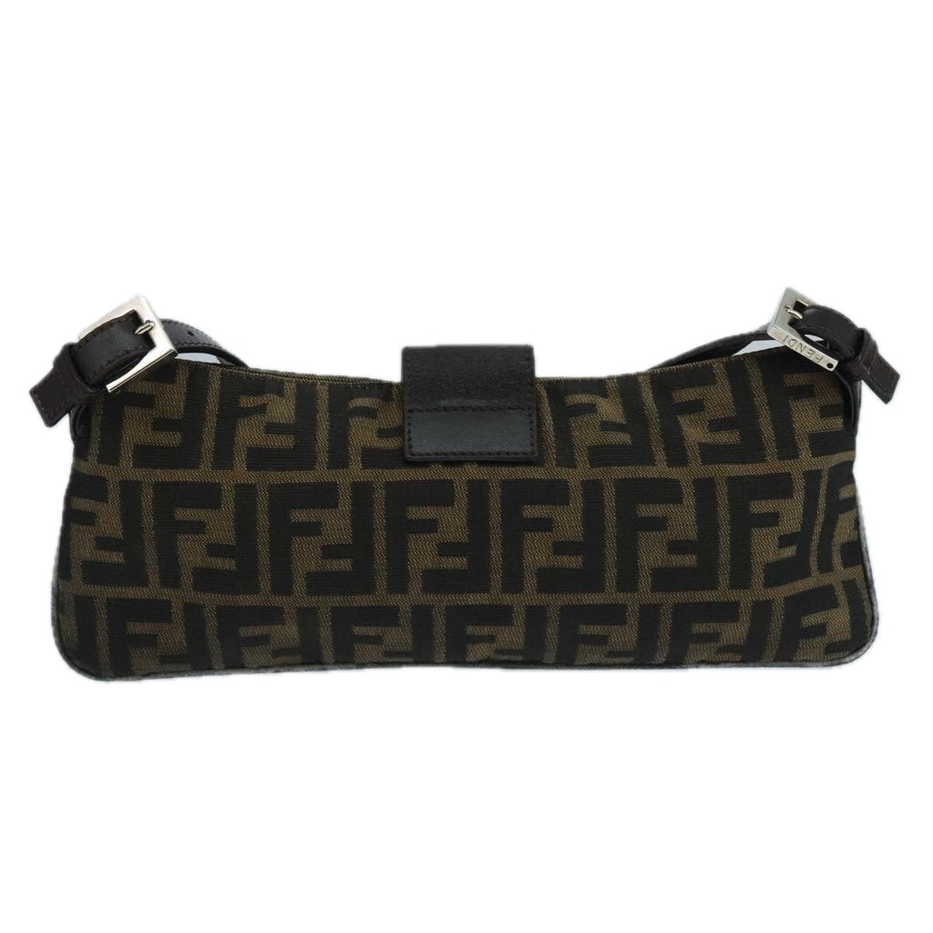 FENDI Zucca Canvas Mamma Shoulder Bag Brown Black Gold 105316
