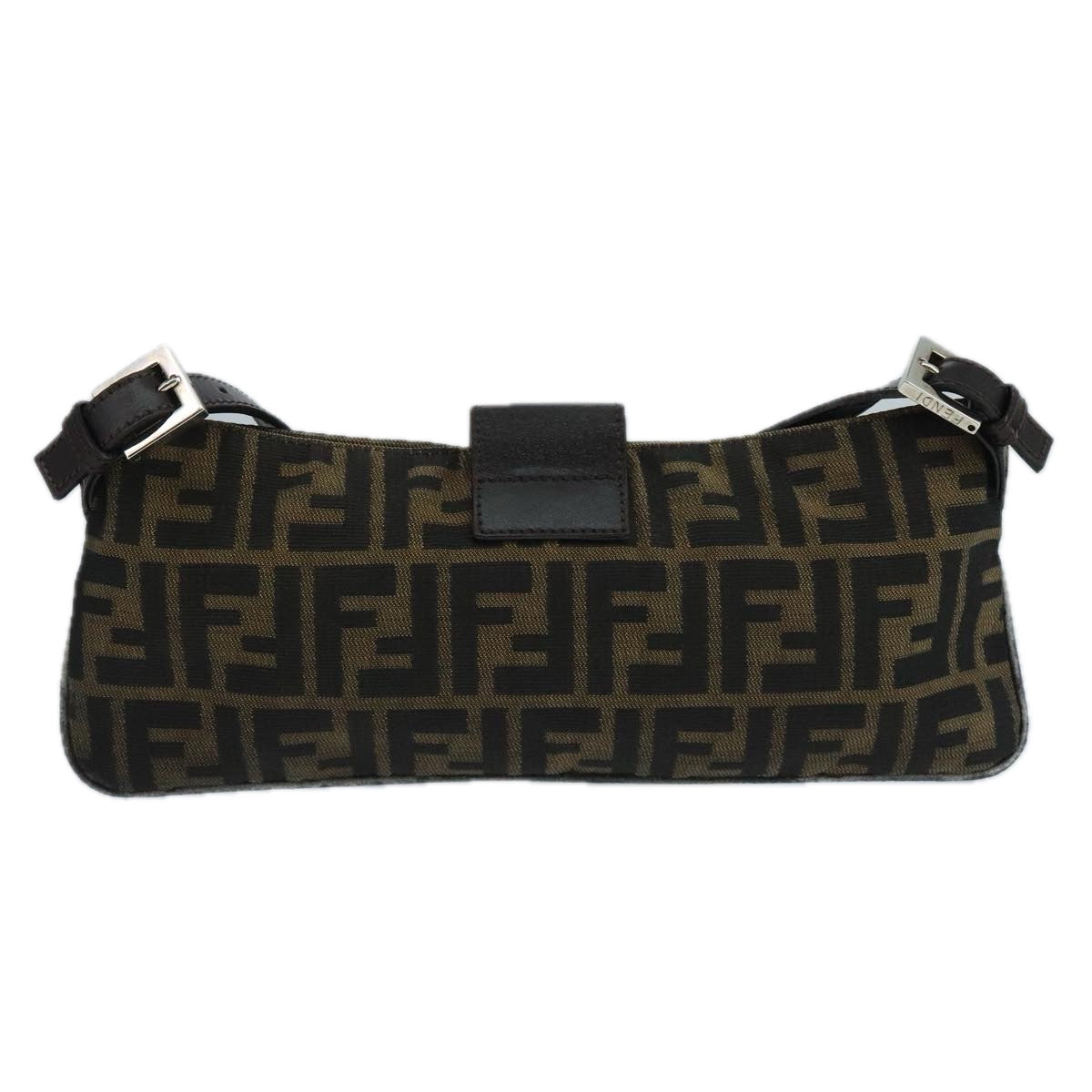 FENDI Zucca Canvas Mamma Shoulder Bag Brown Black Gold 105316