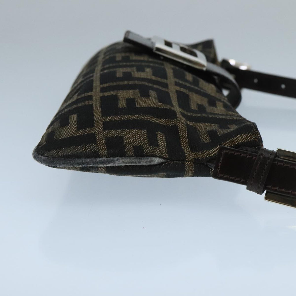 FENDI Zucca Canvas Mamma Shoulder Bag Brown Black Gold 105316