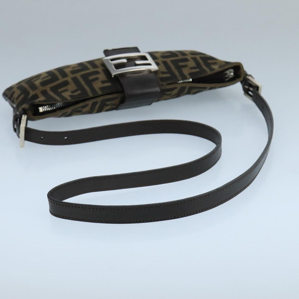 FENDI Zucca Canvas Mamma Shoulder Bag Brown Black Gold 105316