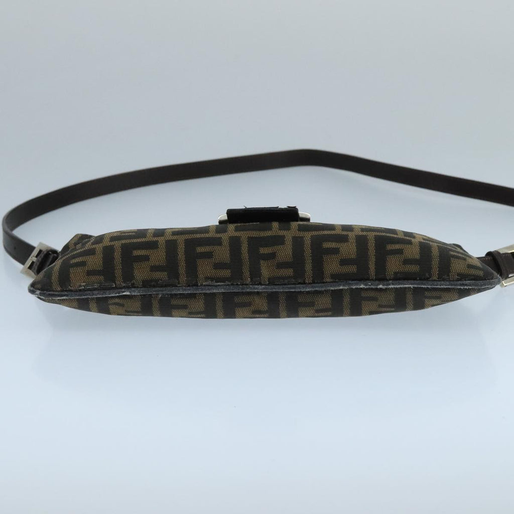 FENDI Zucca Canvas Mamma Shoulder Bag Brown Black Gold 105316