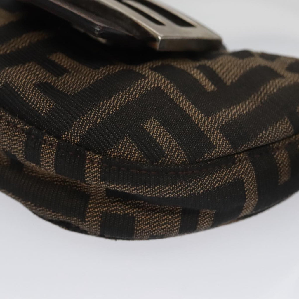FENDI Zucca Canvas Mini Croissant Hand Bag Black Brown 105350
