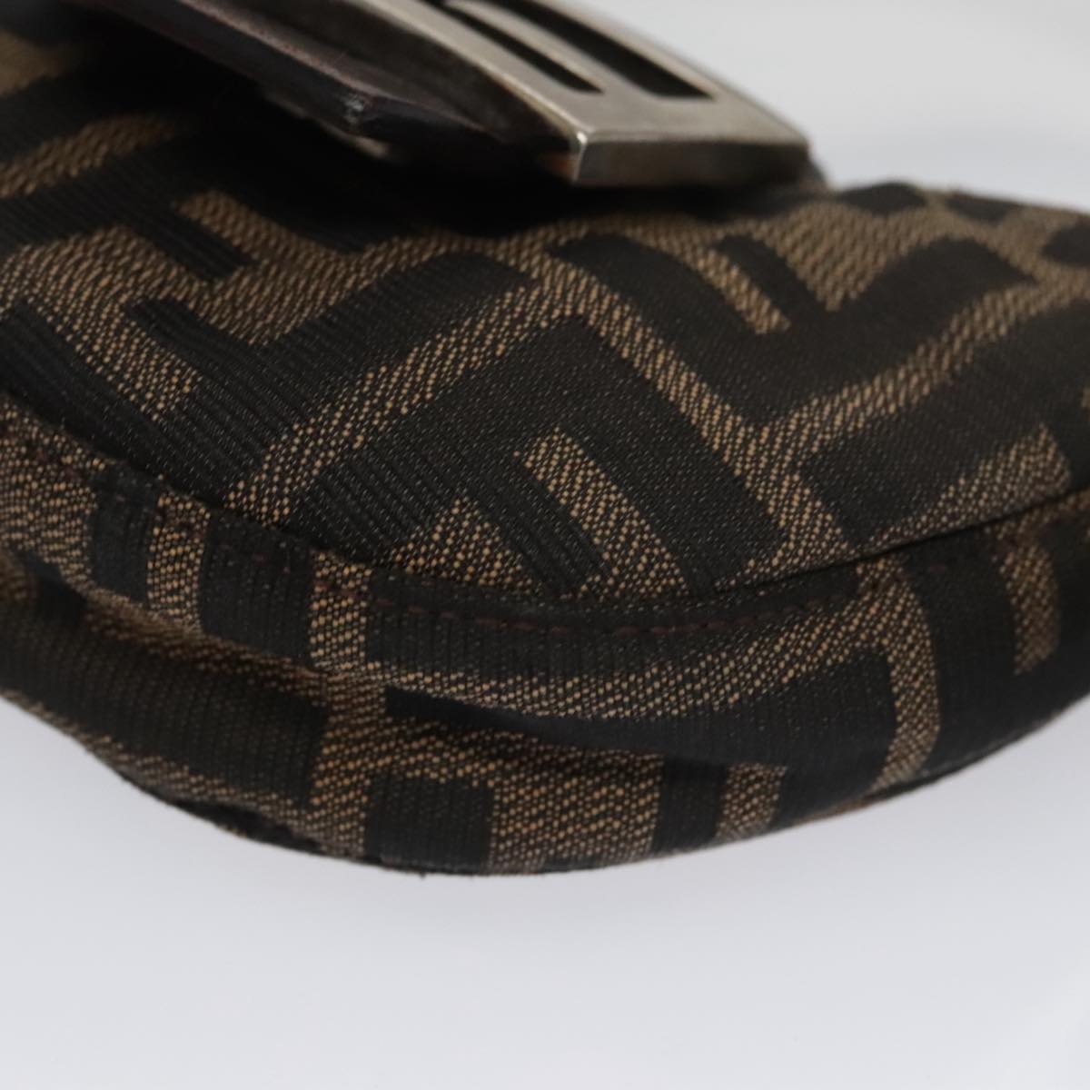 FENDI Zucca Canvas Mini Croissant Hand Bag Black Brown 105350