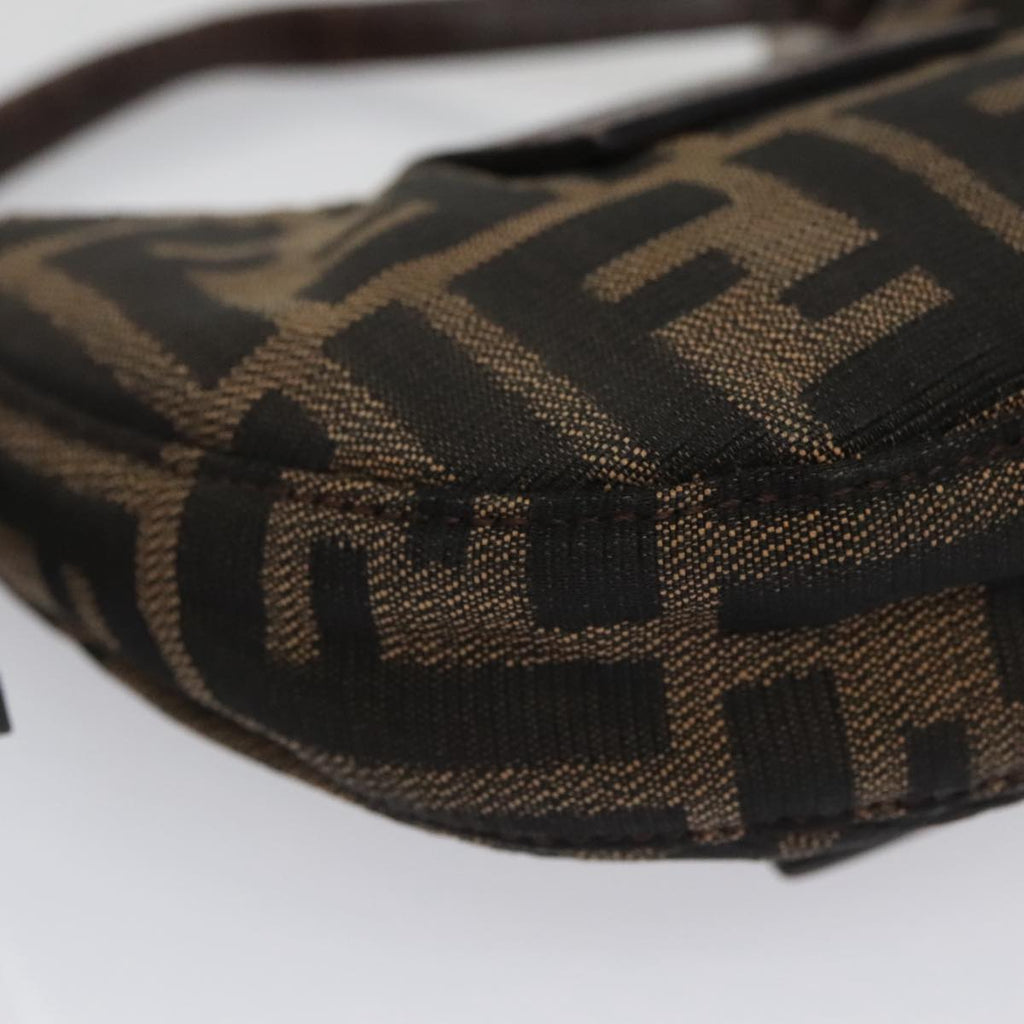 FENDI Zucca Canvas Mini Croissant Hand Bag Black Brown 105350