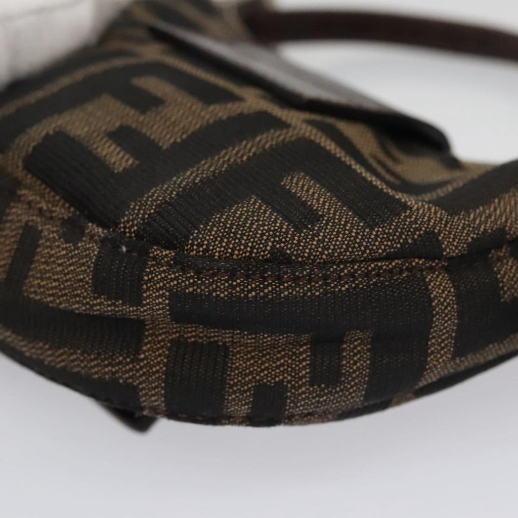 FENDI Zucca Canvas Mini Croissant Hand Bag Black Brown 105350