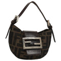 FENDI Zucca Canvas Mini Croissant Hand Bag Black Brown 105350