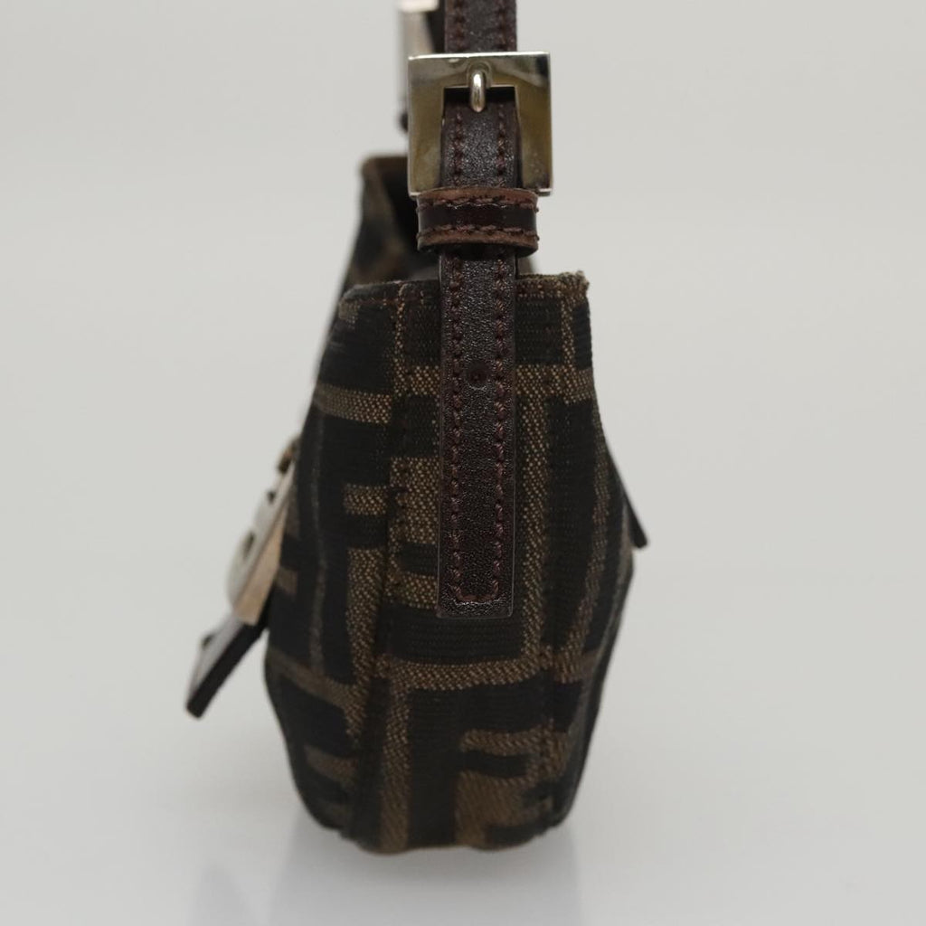 FENDI Zucca Canvas Mini Croissant Hand Bag Black Brown 105350