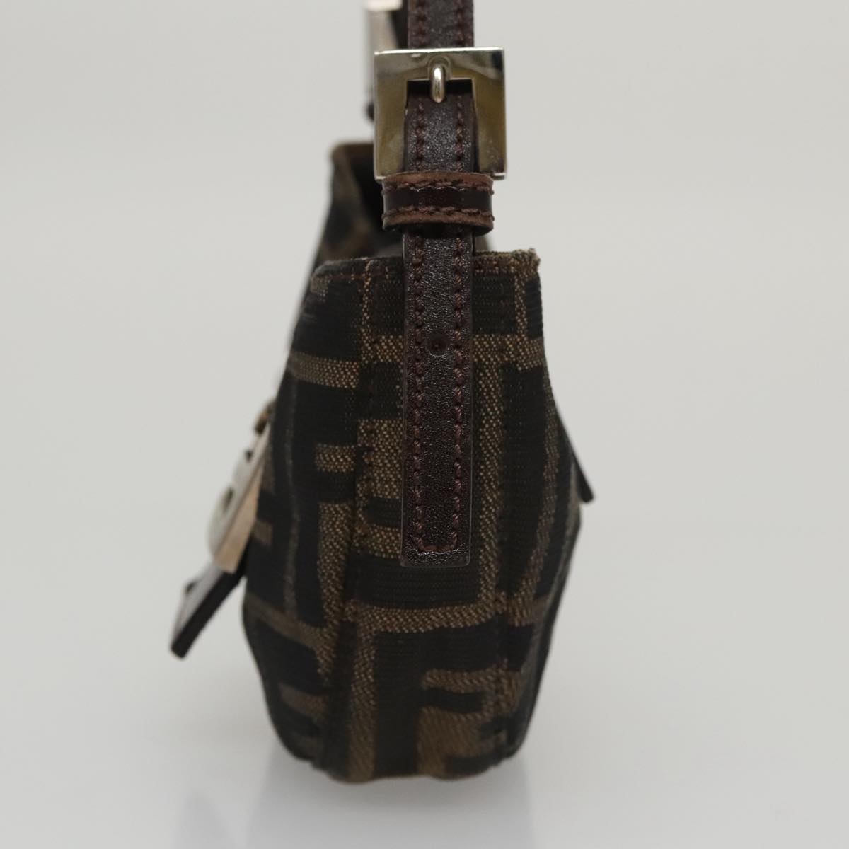 FENDI Zucca Canvas Mini Croissant Hand Bag Black Brown 105350