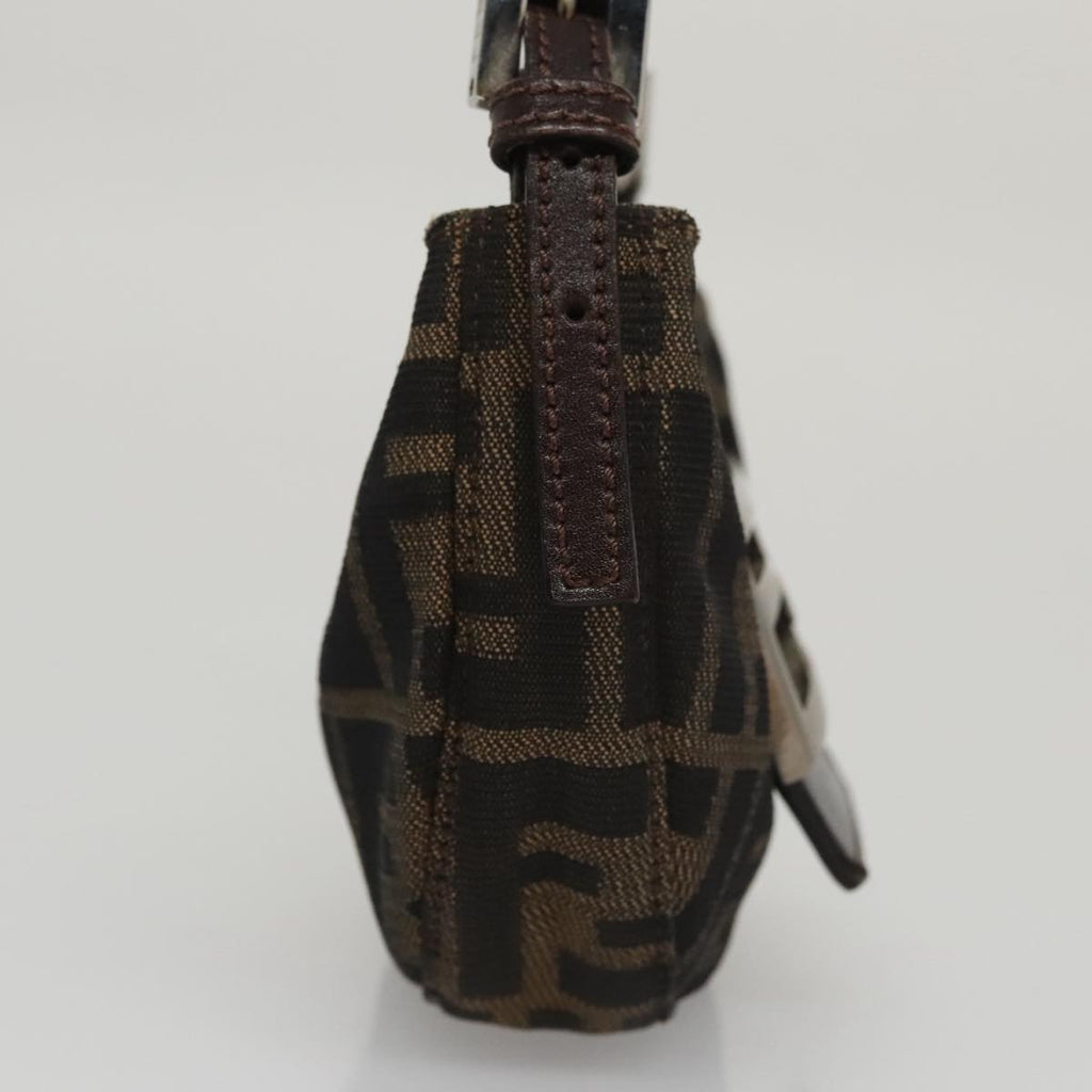 FENDI Zucca Canvas Mini Croissant Hand Bag Black Brown 105350