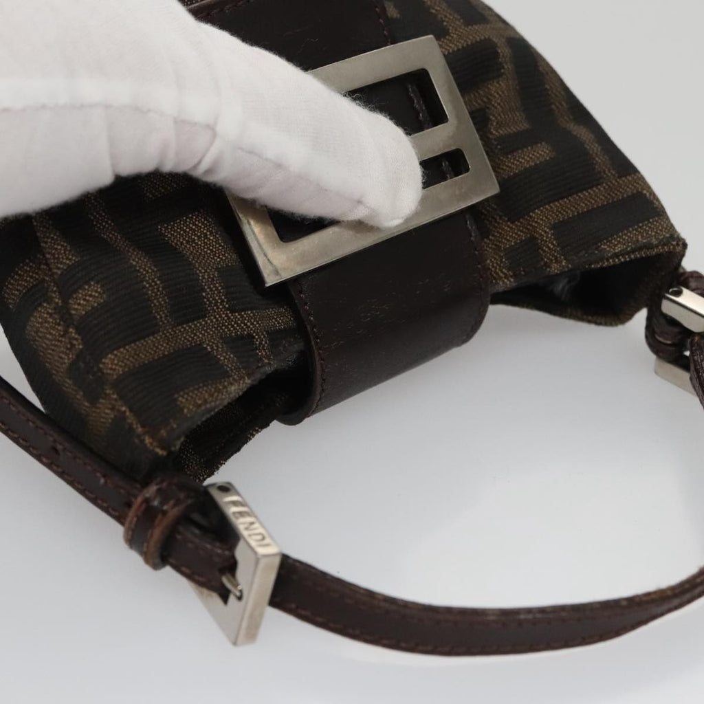 FENDI Zucca Canvas Mini Croissant Hand Bag Black Brown 105350