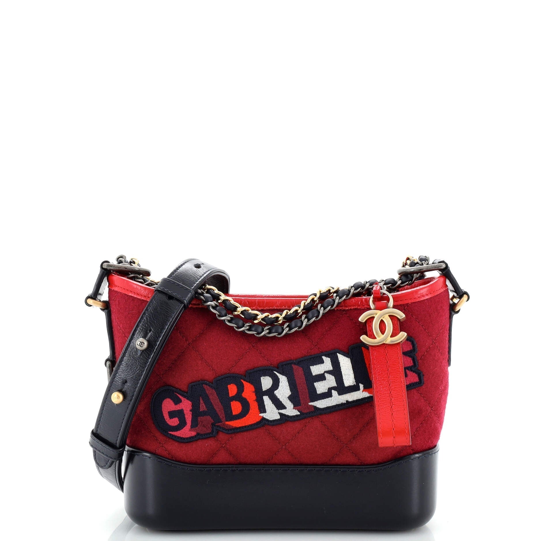 CHANEL Gabrielle Logo Hobo Quilted Felt and Calfskin Small