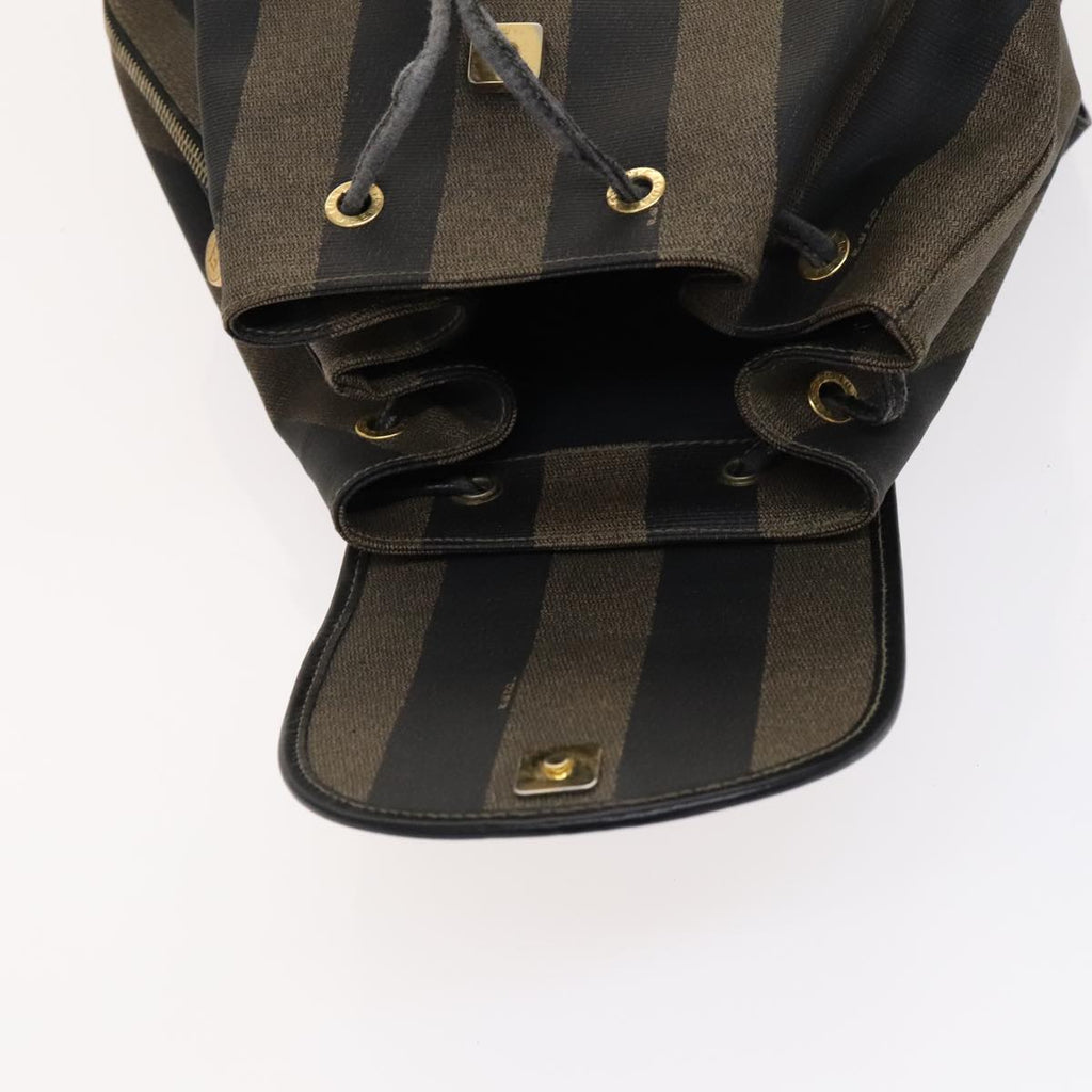 FENDI Pecan Canvas Backpack PVC Brown Black Gold 105418