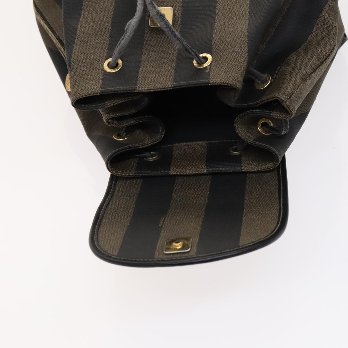 FENDI Pecan Canvas Backpack PVC Brown Black Gold 105418