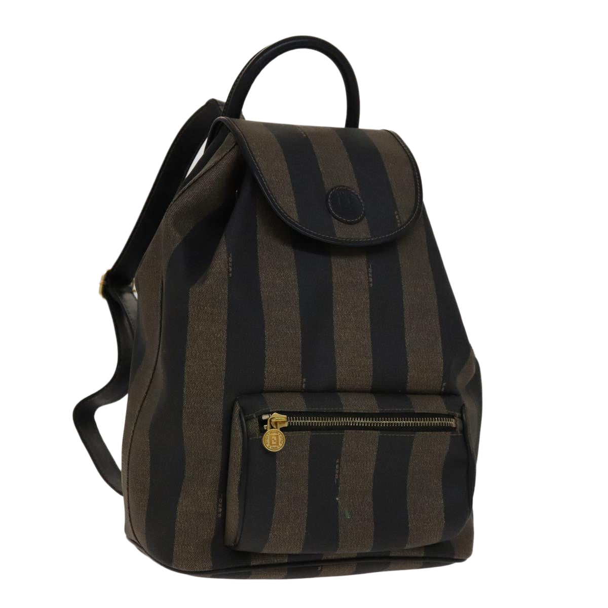 FENDI Pecan Canvas Backpack PVC Brown Black Gold 105418