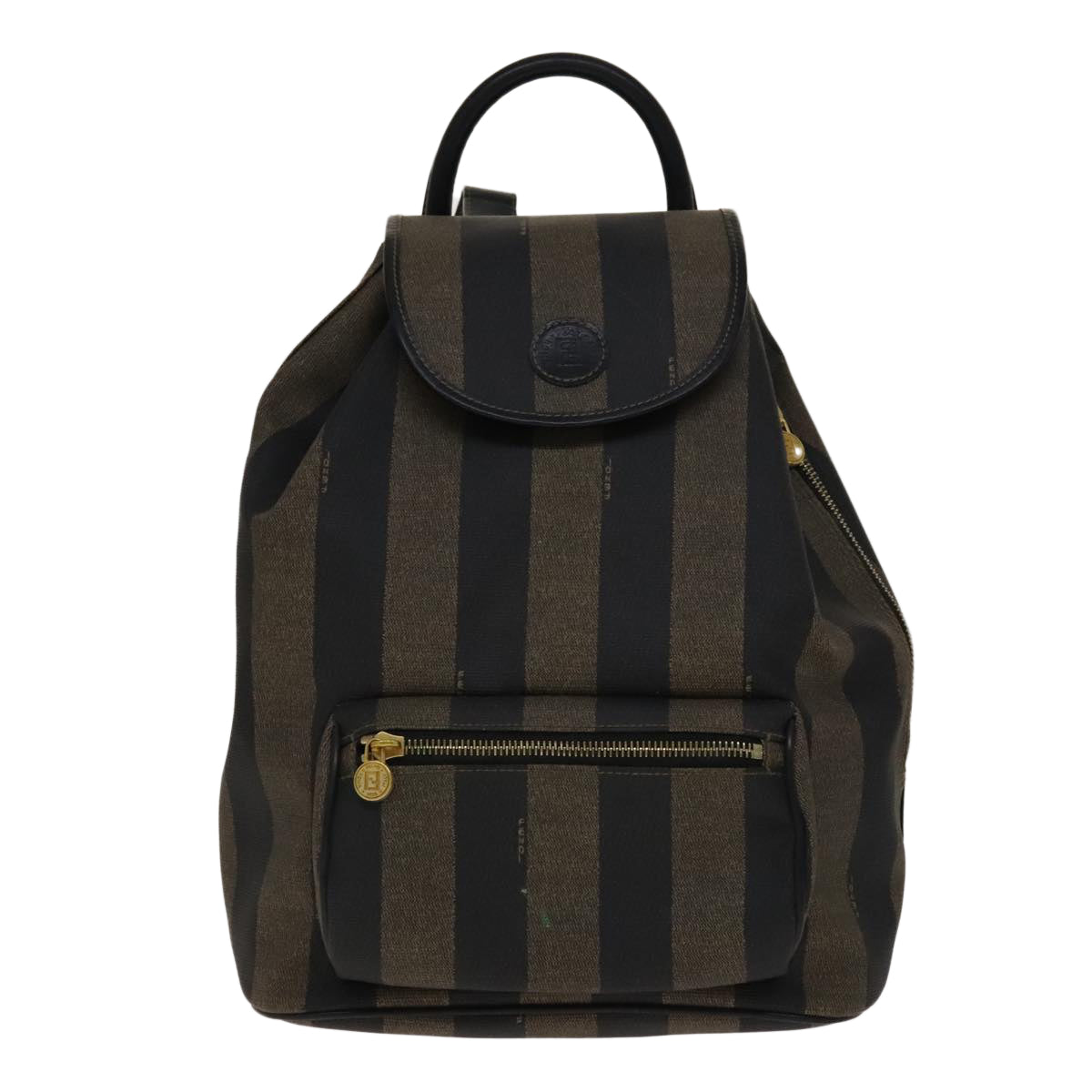 FENDI Pecan Canvas Backpack PVC Brown Black Gold 105418