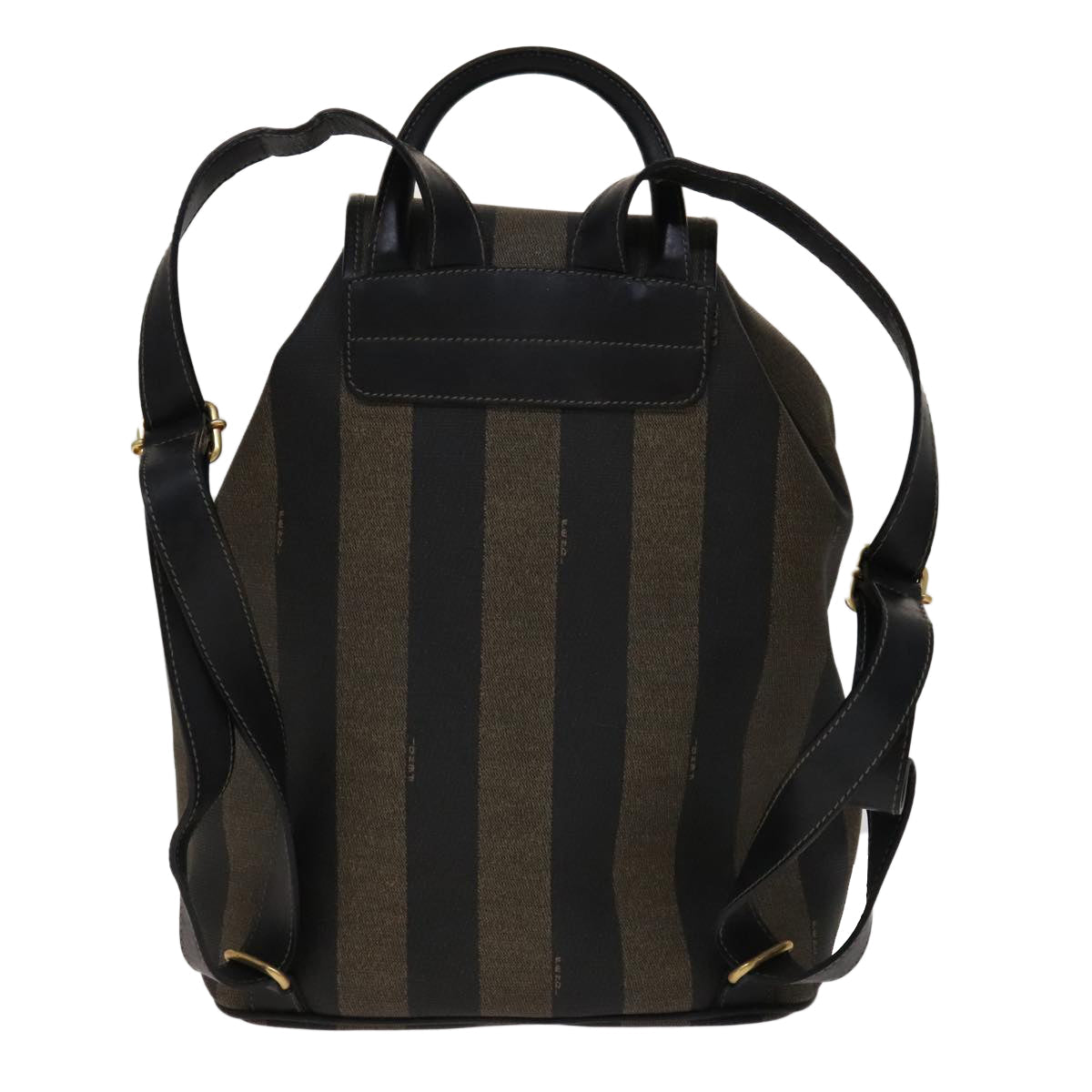 FENDI Pecan Canvas Backpack PVC Brown Black Gold 105418
