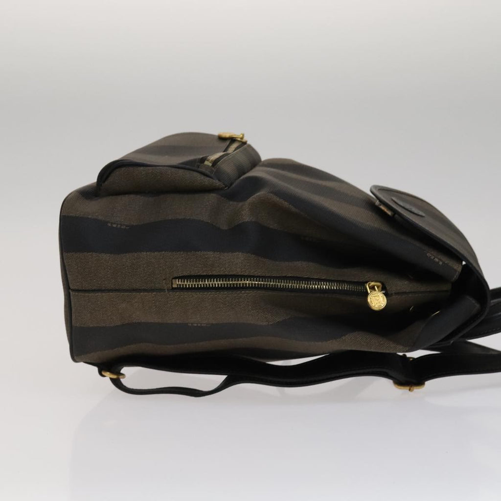 FENDI Pecan Canvas Backpack PVC Brown Black Gold 105418