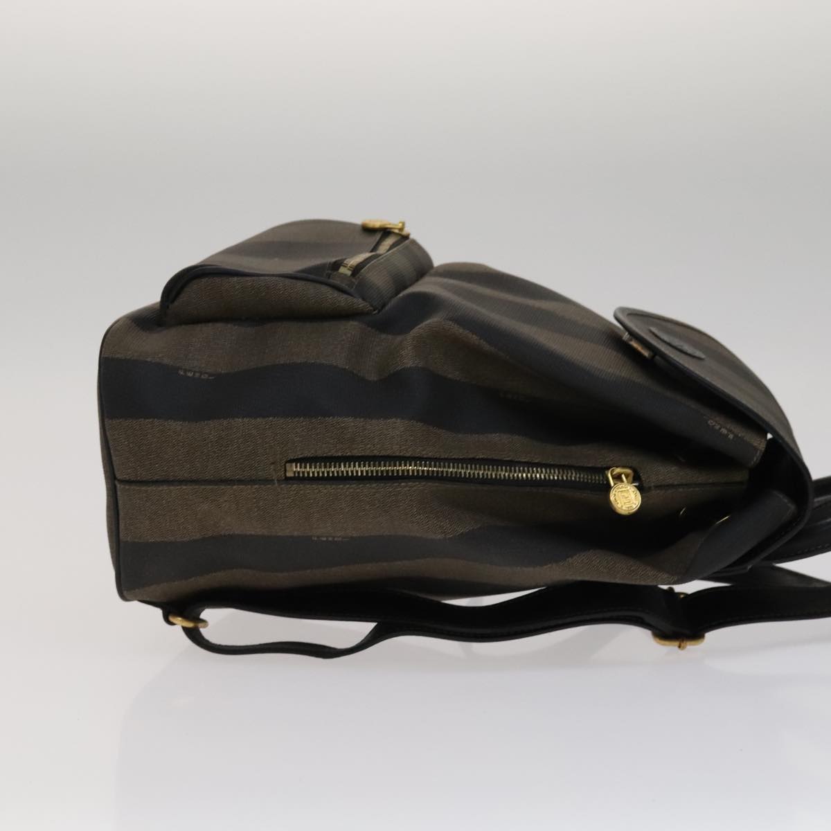 FENDI Pecan Canvas Backpack PVC Brown Black Gold 105418