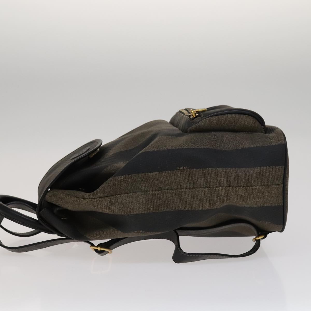 FENDI Pecan Canvas Backpack PVC Brown Black Gold 105418