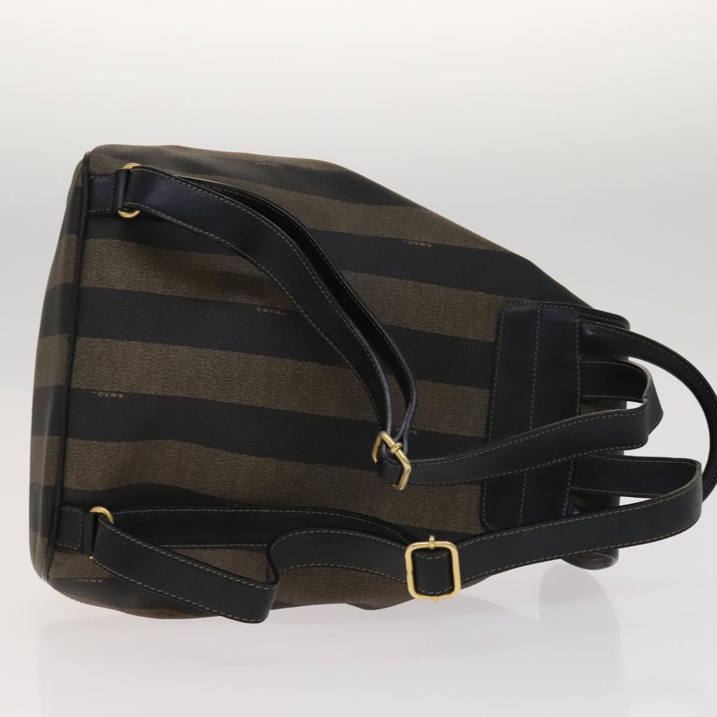 FENDI Pecan Canvas Backpack PVC Brown Black Gold 105418