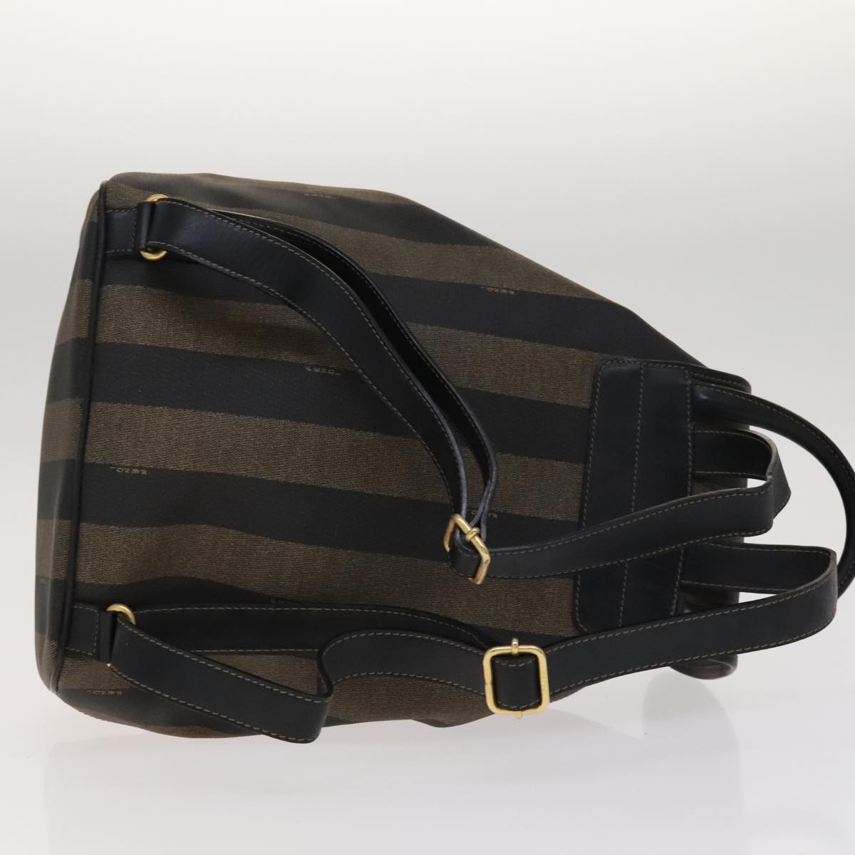 FENDI Pecan Canvas Backpack PVC Brown Black Gold 105418