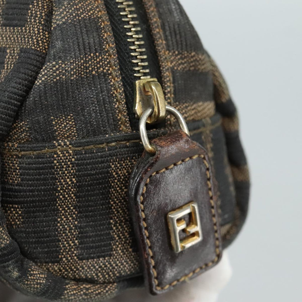 FENDI Zucca Canvas Pouch Brown Black Gold 105658