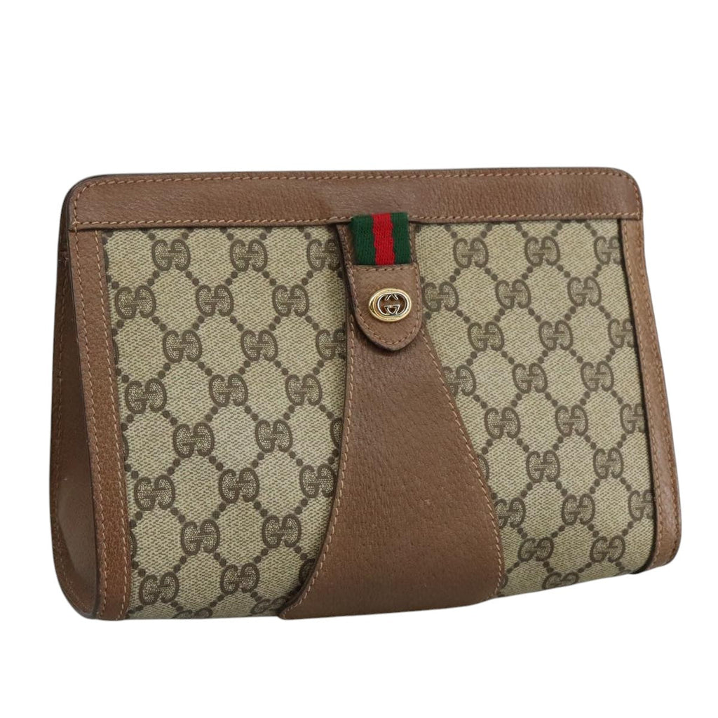 FENDI Zucca Canvas Pouch Brown Black Gold 105658