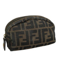 FENDI Zucca Canvas Pouch Brown Black Gold 105658