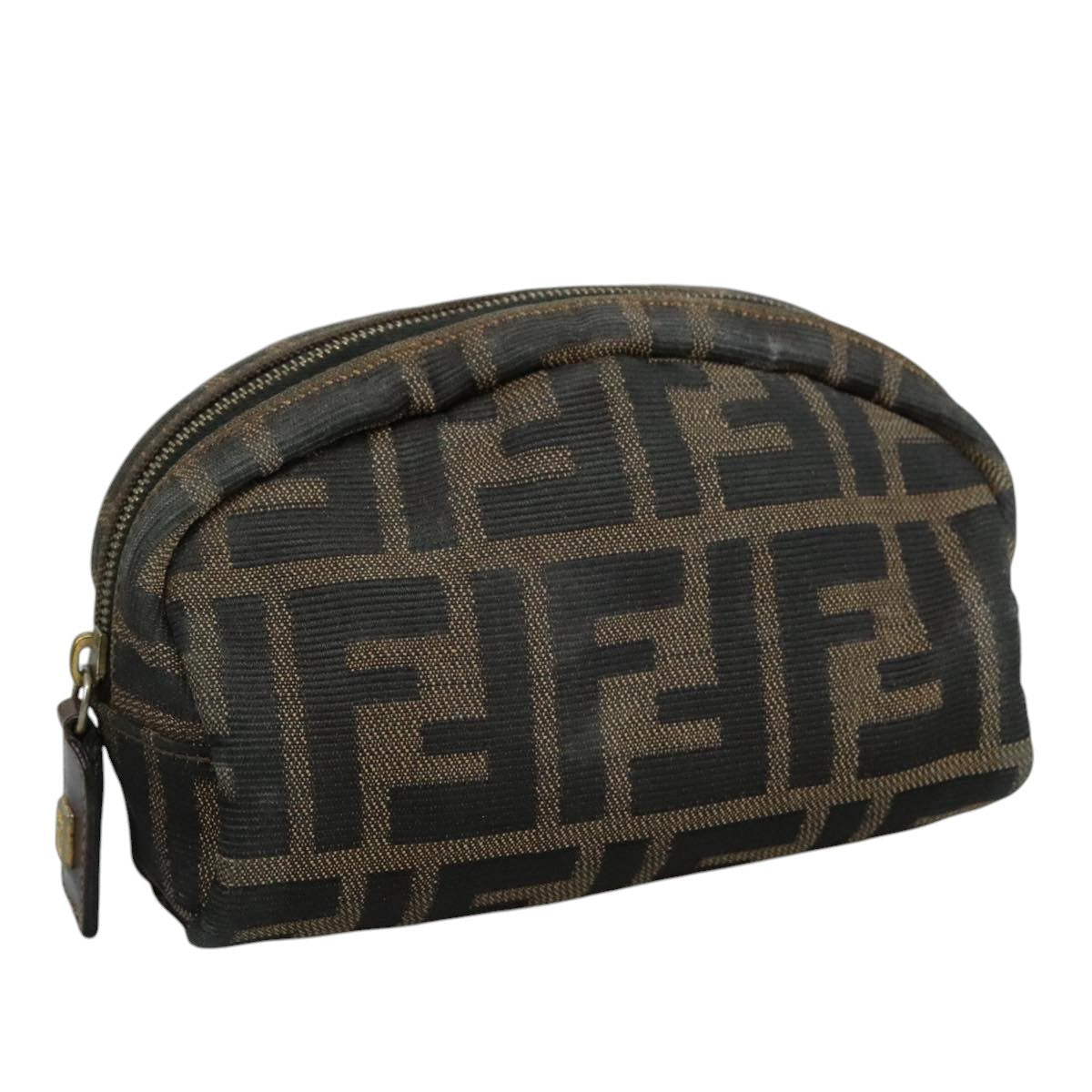 FENDI Zucca Canvas Pouch Brown Black Gold 105658