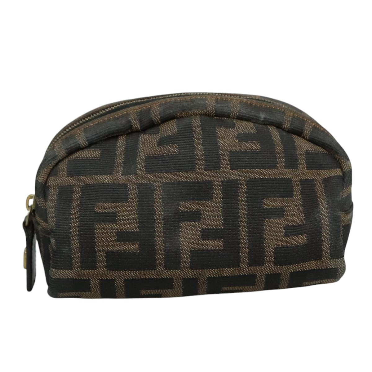 FENDI Zucca Canvas Pouch Brown Black Gold 105658
