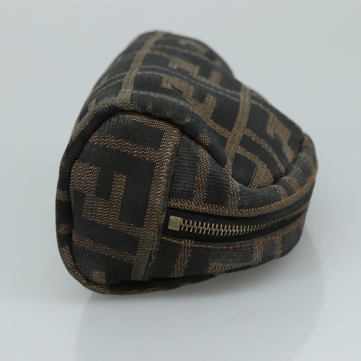 FENDI Zucca Canvas Pouch Brown Black Gold 105658
