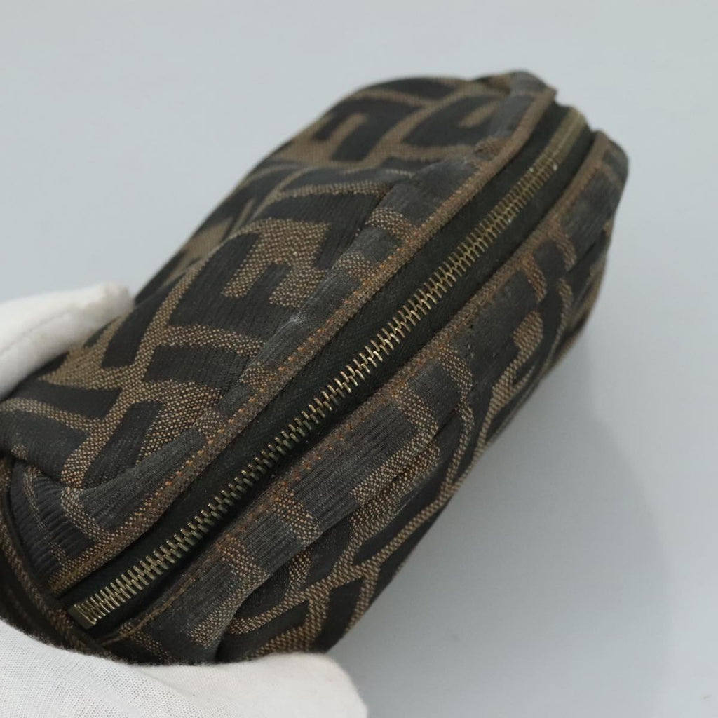 FENDI Zucca Canvas Pouch Brown Black Gold 105658