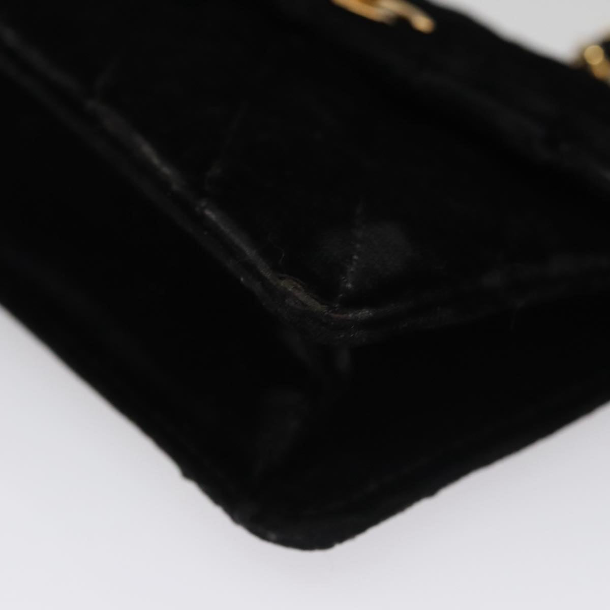 CHANEL Matelasse Chain Shoulder Bag Velor Black Gold CC 105662