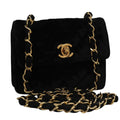 CHANEL Matelasse Chain Shoulder Bag Velor Black Gold CC 105662