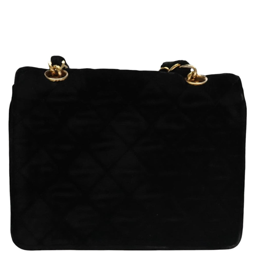 CHANEL Matelasse Chain Shoulder Bag Velor Black Gold CC 105662