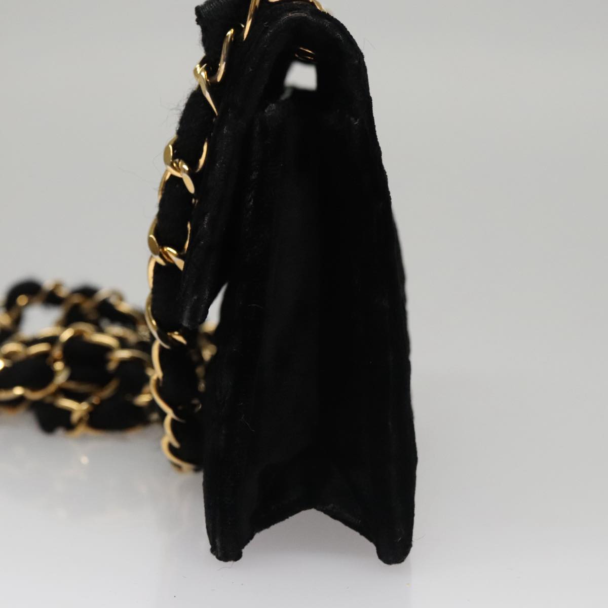 CHANEL Matelasse Chain Shoulder Bag Velor Black Gold CC 105662