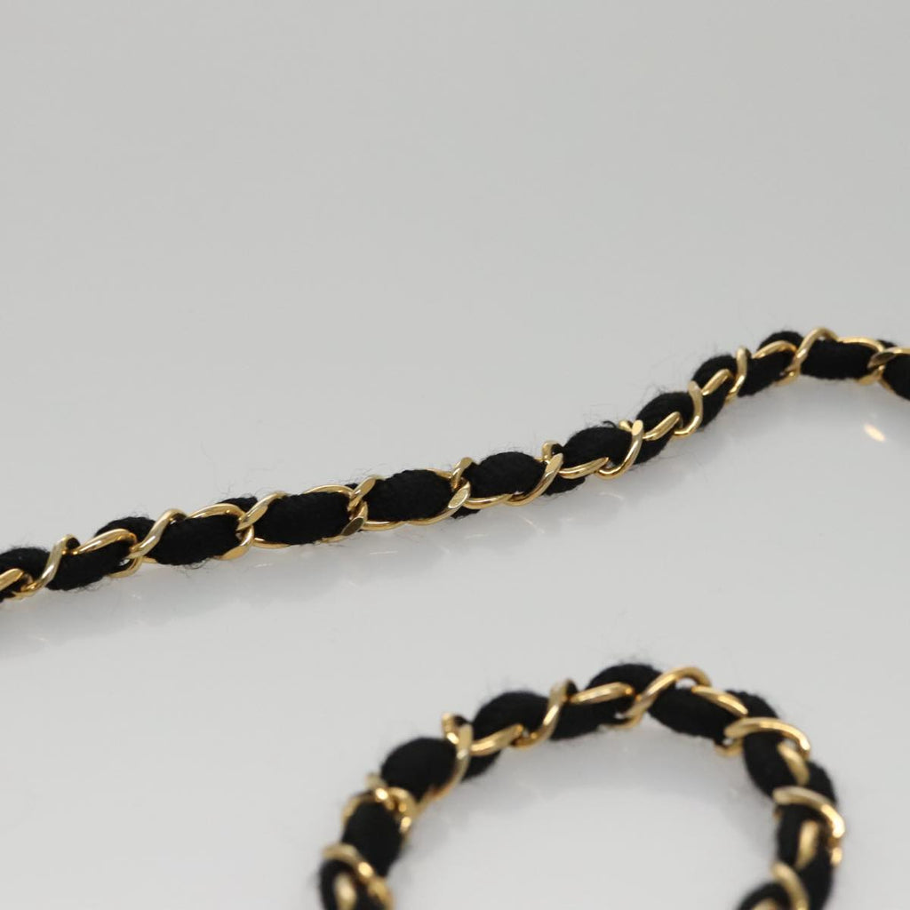 CHANEL Matelasse Chain Shoulder Bag Velor Black Gold CC 105662