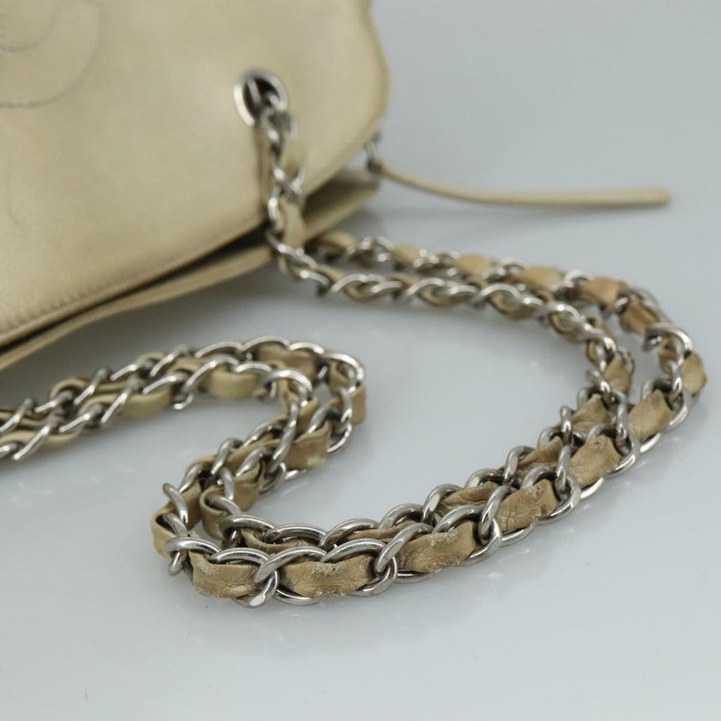 CHANEL Matelasse Chain Tote Bag Caviar Skin Ivory Silver CC 105696