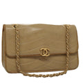 CHANEL Matelasse Chain Shoulder Bag Lamb Skin Beige Gold CC 105701