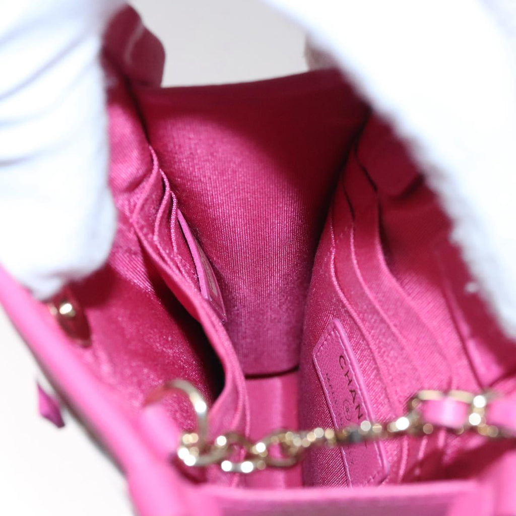 CHANEL Chain Shoulder Bag Tweed Vinyl Pink Gold CC 105704A