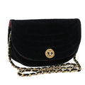 CHANEL Chain Shoulder Bag Suede Black CC 105831